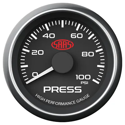 SAAS Performance Oil Pressure 0>100PSI 52mm Analog Gauge Black Face 4 Colour • $89.99